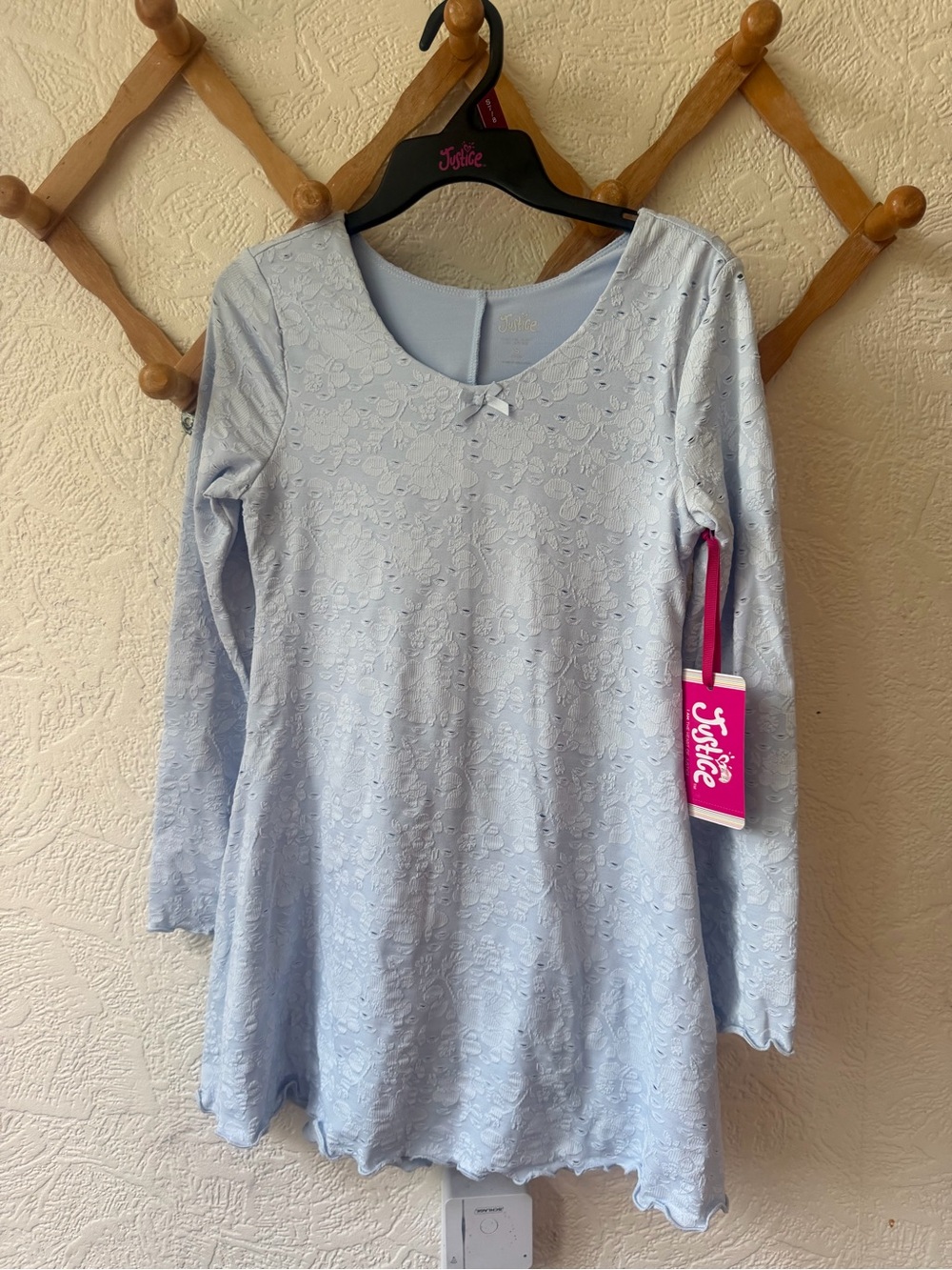 NWT Justice Girls Blue Lace Long sleeve dress with the built in shorts small